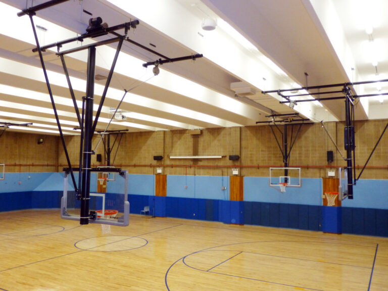 Electronic Shot Clocks and Scoreboards, Motorized Retractable Basketball Backstops