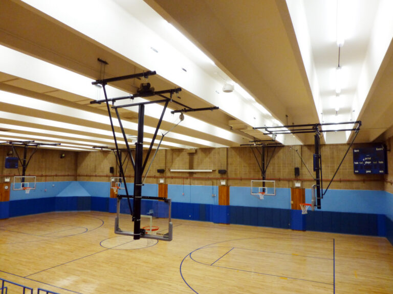 Electronic Shot Clocks and Scoreboards, Motorized Retractable Basketball Backstops