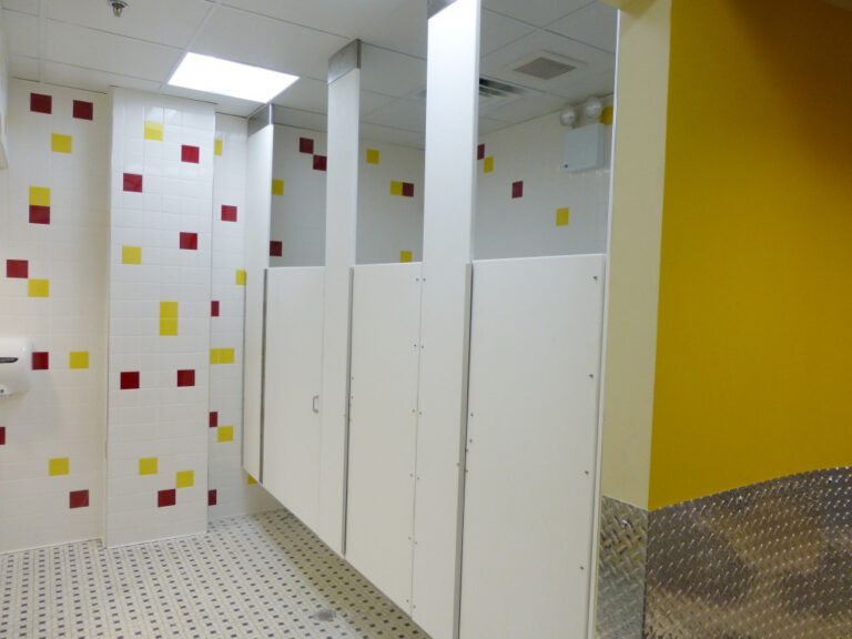 Ceiling Anchored, Solid Plastic HDPE Toilet Partitions