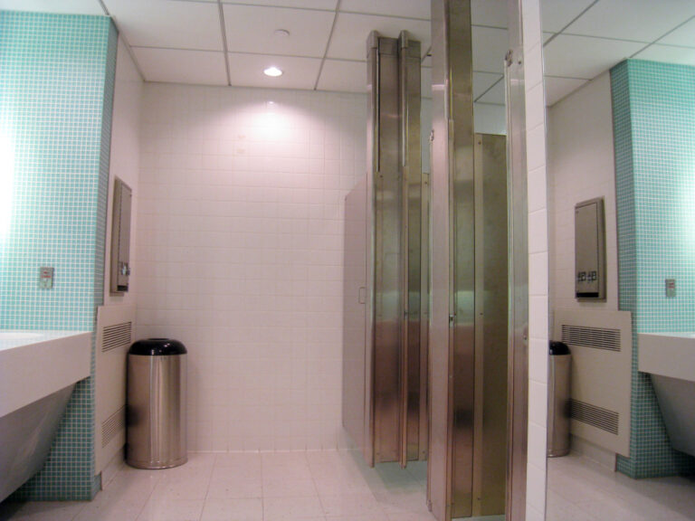 Ceiling Anchored, Stainless Steel Toilet Partitions