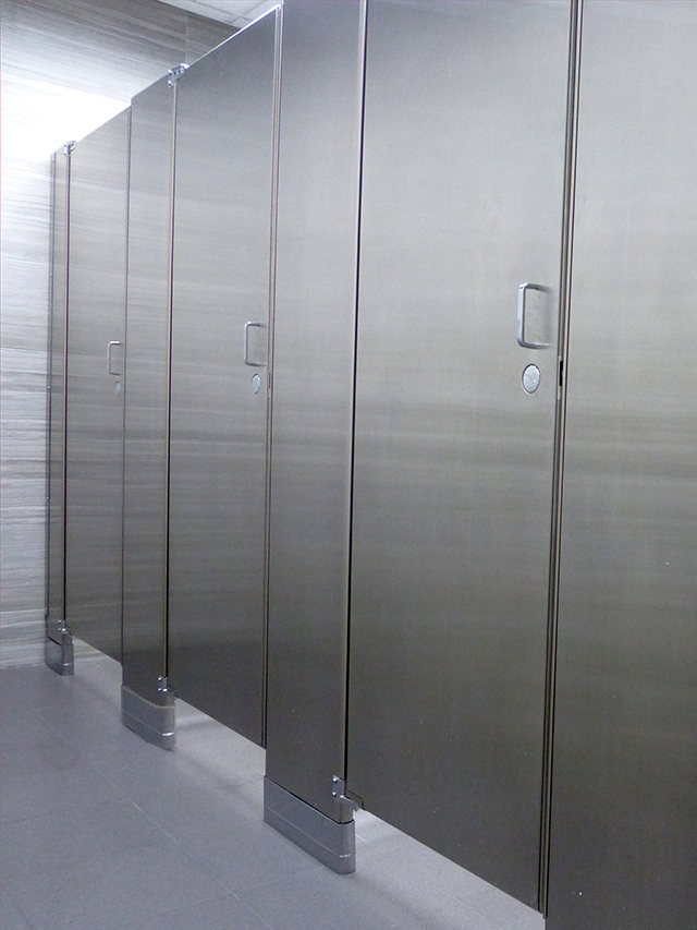 Ultimate Privacy, Floor Anchored, Stainless Steel Toilet Partitions