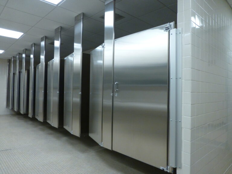 Ceiling Anchored, Stainless Steel Toilet Partitions