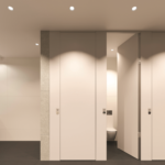 Floor-to-Ceiling HPL, Snow White Touchless Partitions