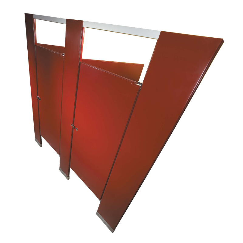 Powder Coated Toilet Partitions overhead braced - 1 stall Between Walls Non ADA