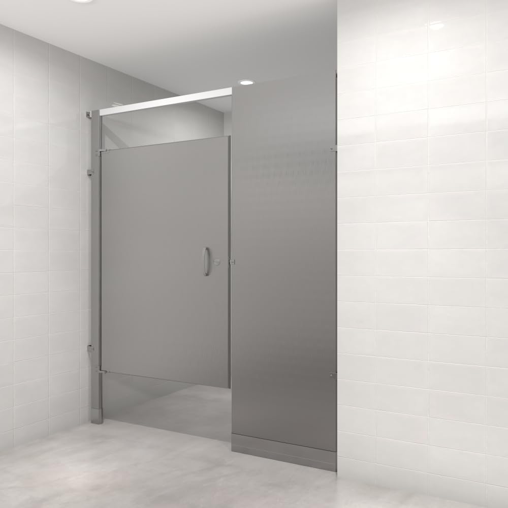 Stainless Steel Toilet Partitions Overhead Braced – 1 stall between walls Non ADA
